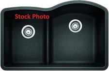 BLANCO, Anthracite 441598 40/60 Double Bowl Undermount Sink, 32" X 21"