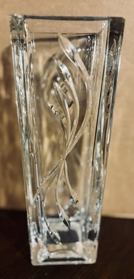 Vintage Bohemia Czech Republic Hand Cut 24% Lead Crystal Square Vase 10''
