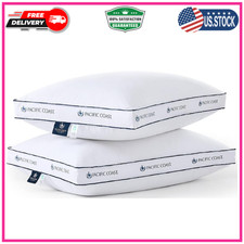 Goose Feather and Down Firm Bed Pillows Standard Size Set of 2 with Gusset, L...