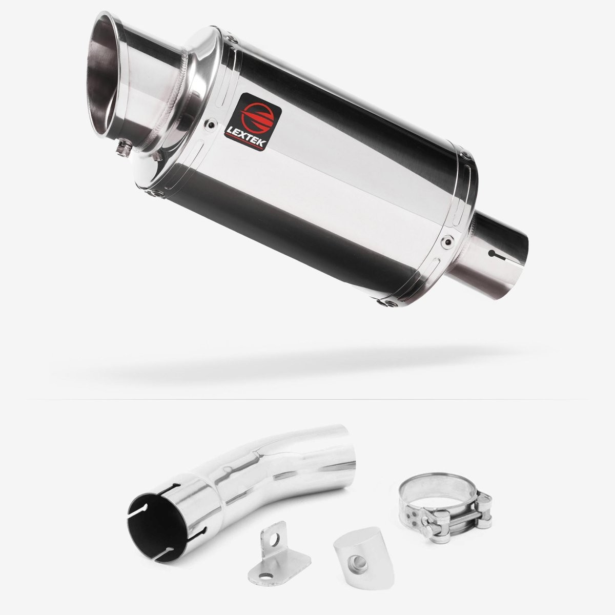 Lextek Stainless Steel YP4 Stubby Exhaust 200mm with Link Pipe Silencer Rear
