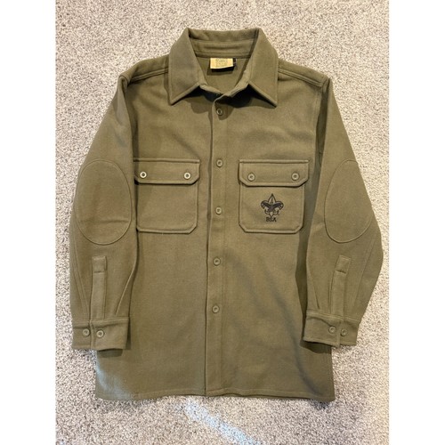 Boy Scouts of America BSA Wool Shirt Jacket Adult Small Olive Green