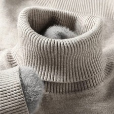 Men Knitted Turtleneck Sweater Anti Pilling Slim Fit Long Sleeve Solid Pullover