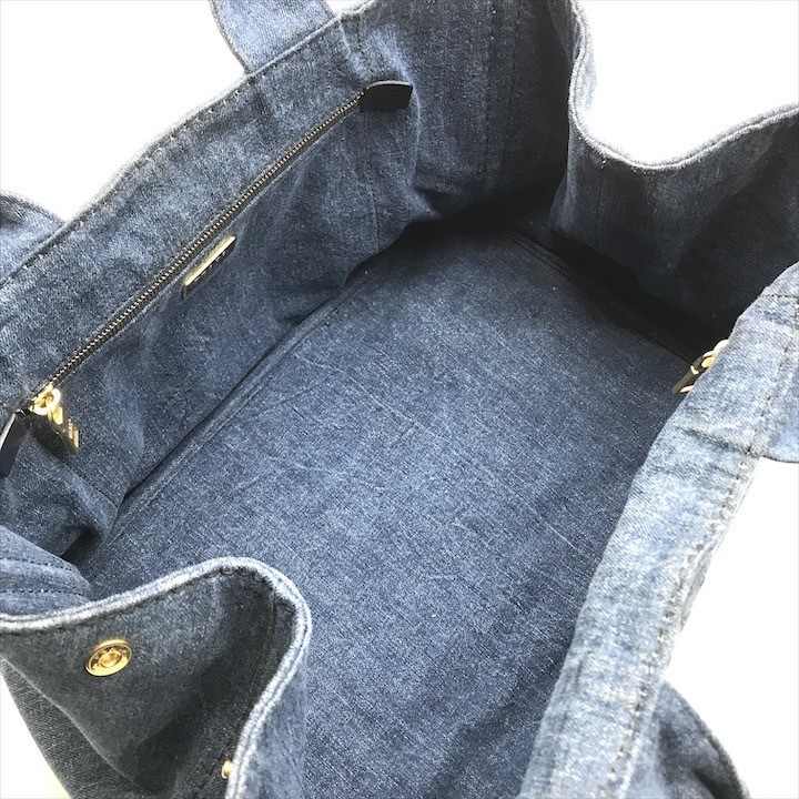 Good Condition PRADA Canapa 2WAY Shoulder Tote Hand Bag Denim Blue Ladies Brand thumbnail 8