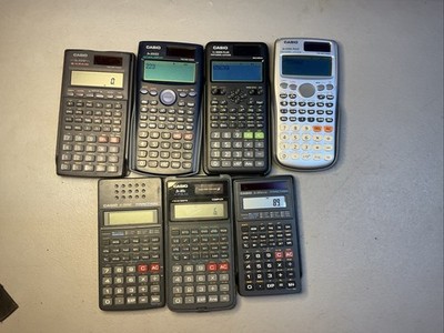 Lot of 7 Casio-FX-300ES PLUS, FX-300ES, FX-115ES PLUS & Covers (1 Missing)