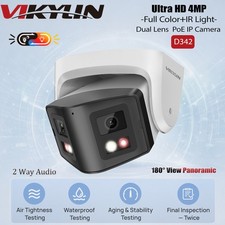 Vikylin 4MP Dual Lens 180  View Panoramic Dual Light Color Night PoE IP Camera