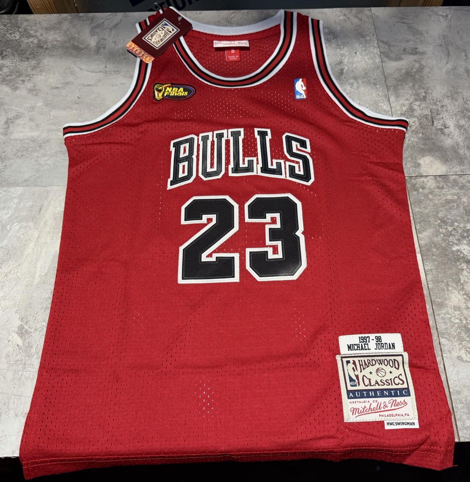 NWT Mitchell & Ness Hardwood Classics Michael Jordan Red Bulls Jersey Size XL - second product detail image