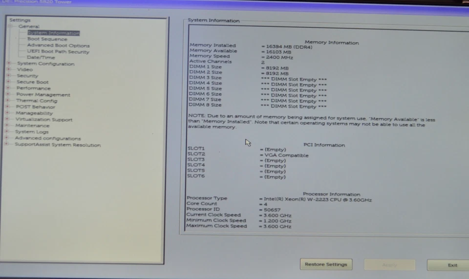 Dell Precision 5820 W-2223 3.60GHz 16GB RAM Quadro P2200 NO HDD NO OS - Image 2 of 4