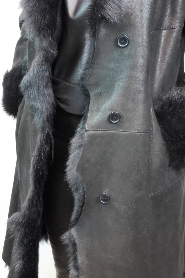 Abrigo de pelo largo Toscana 100 % piel de oveja 100 % piel de oveja real SANDRA NEGRO XS-6XL Foto 3 de 4