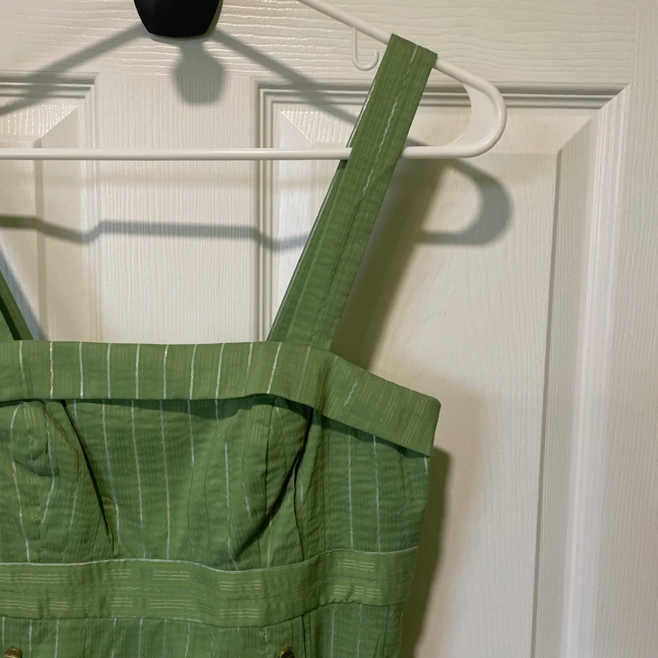 Camiseta sin mangas pulóver a rayas verdes Cynthia Steffe para mujer talla S NUEVA Foto 3 de 4