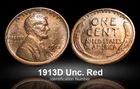 1913-D Lincoln Wheat Penny Cent Unc. BU Red Nice Luster Eye Appeal IDT34864h