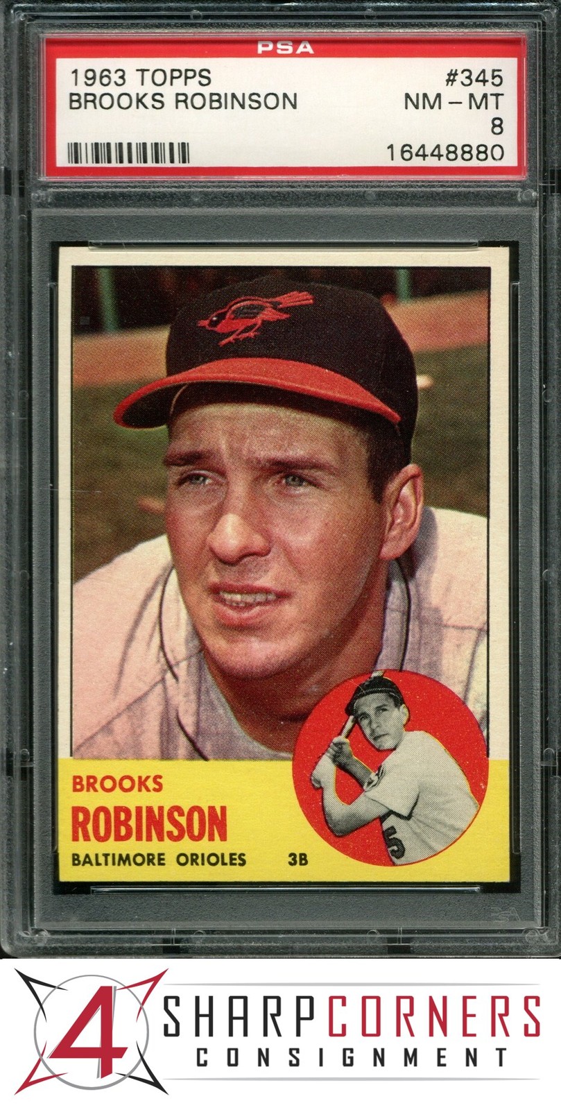 1963 TOPPS #345 BROOKS ROBINSON ORIOLES HOF PSA 8