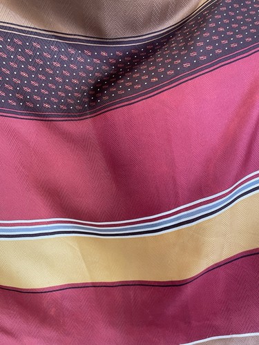 Echo Vintage Silk Scarf Made in Japan Red Gold Brown Geometric Stripe #A124 - Picture 4 of 9