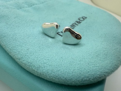 Vintage Tiffany Co Sterlingsilber Elsa Peretti geschlossenes Herz Ohrringe