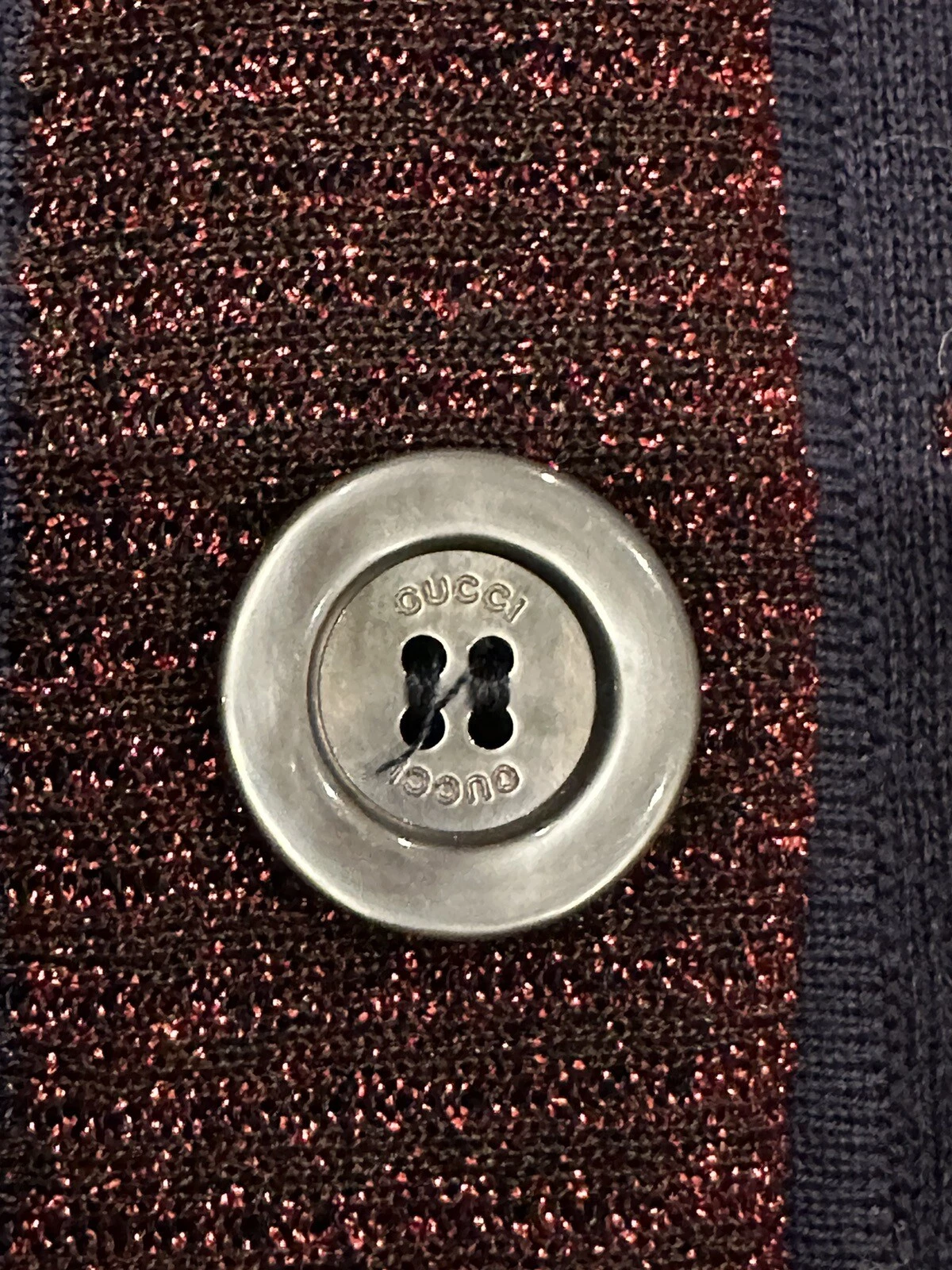 Giacca Cardigan Gucci Metallic Monogram GG Lurex Lame Jacquard Blu Rosso XXS