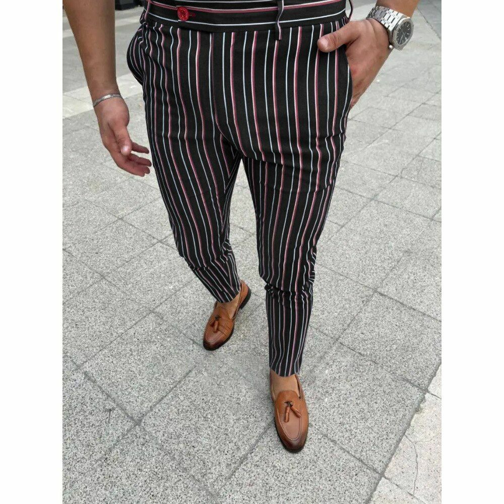 Pantalones Ajustados A Rayas Ropa De Vestir De Cintura Media Elegant Para Hombre | eBay Pantalones Ajustados A Rayas Ropa De Vestir De Cintura Media Elegant Para Hombre | eBay