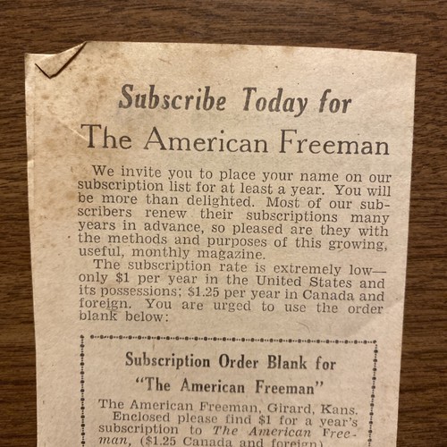 Publicidad De Colección “The American Freeman” Revista de Controversia Anuncio Suscripción - Imagen 12 de 16