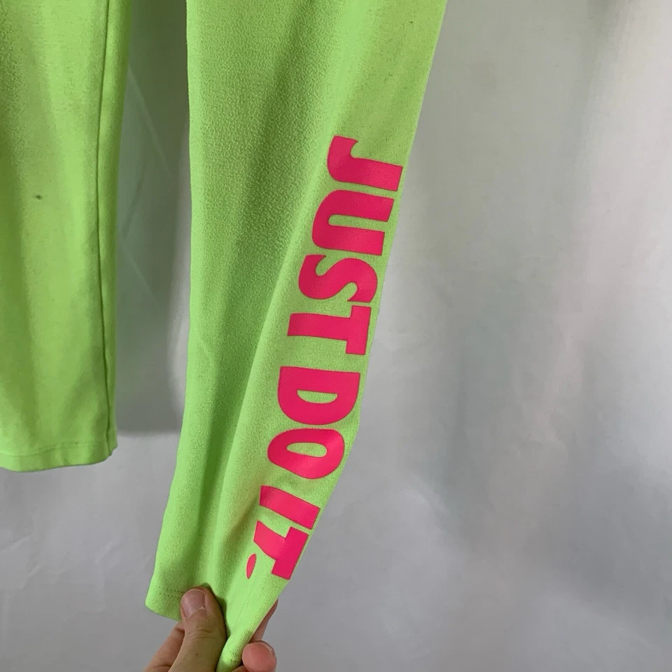 Nike Leggings Niñas 6 Verde Lima Rosa Estampado Pull On Dri-Fit Just Do It Elástico Foto 2 de 4
