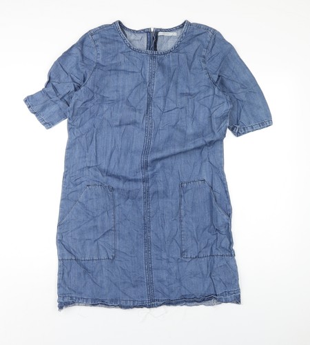 George Womens Blue Cotton A-Line Size 12 One Shoulder Zip - 第 1/10 張圖片