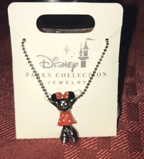 Disney Park Collection Silver Necklace With Hanging Minnie Mouse Charm New