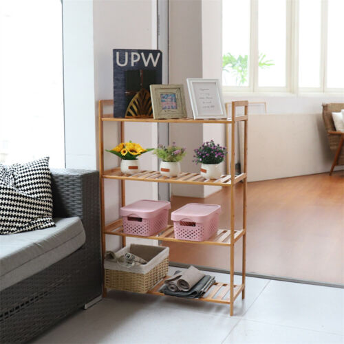 Bamboo Standing Shelf Unit Rack Bathroom Shelves Wardrobe Storage Lounge Hallway - Picture 7 of 14