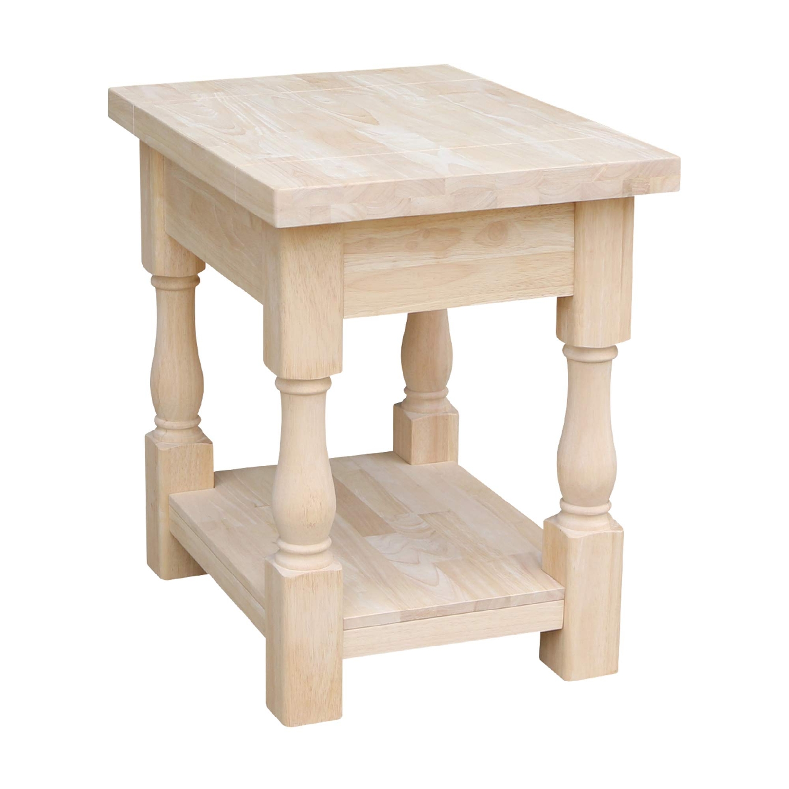 IC International Concepts Tuscan End Table, Rectangular, Solid Wood, 19x16-Inch,