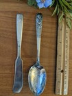 Lot 2 Silverplate EARLY 1918 PRESIDENTIAL FLAG Butter Knife & WM HARRISON Spoon — photo 3