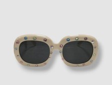  40 Bari Lynn Kids Girl's Ivory Rhinestone Oval Sunglasses O/S