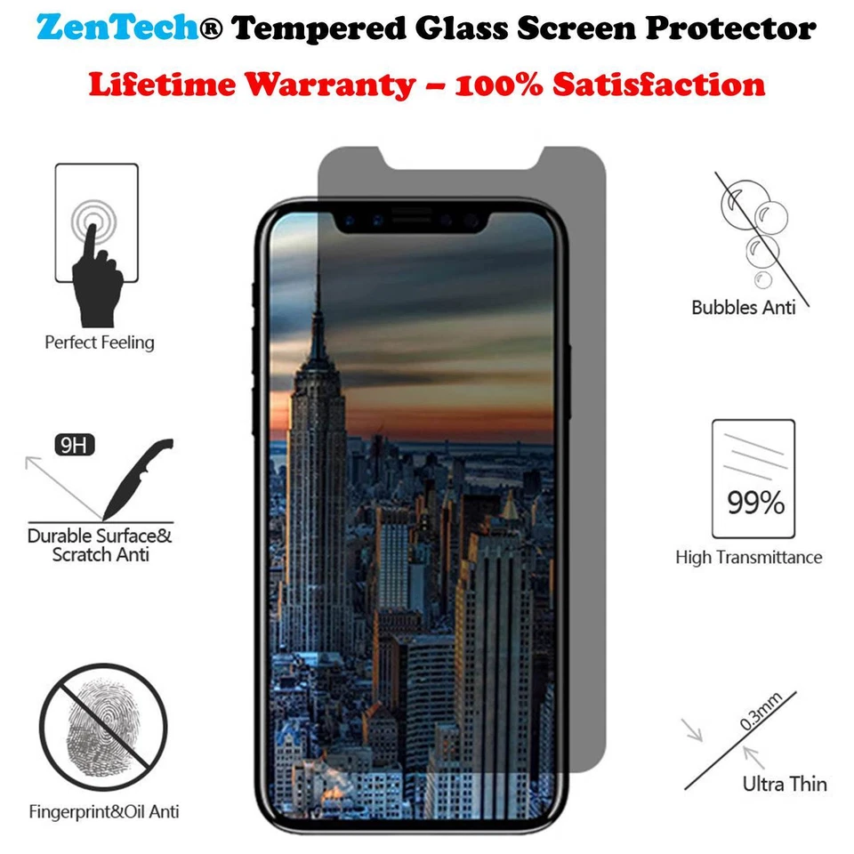 Protector de pantalla de vidrio templado antiespía de privacidad ZenTech para iPhone XR Foto 3 de 4