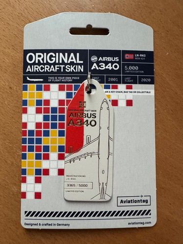 Aviationtag SAS Scandinavian Airlines Airbus A340 bi-color red/white / rot/weiß