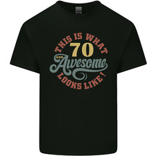 70th Birthday 70 Year Old Awesome Looks Like Mens Cotton T-Shirt Tee Top