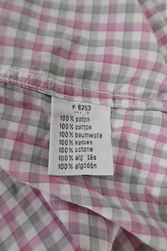 Lacoste Gingham Check Men's Shirt Pink Grey Long Sleeve Shirt Size 41 UK Medium - Picture 12 of 13