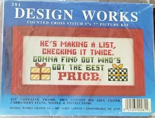 Design Works #281 Counted Cross Stitch Picture Kit 3" x 7" He's Making a List...