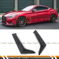 REAL CARBON FIBER FRONT FENDER SIDE VENT GARNISH TRIM FOR 2017-2022 INFINITI Q60