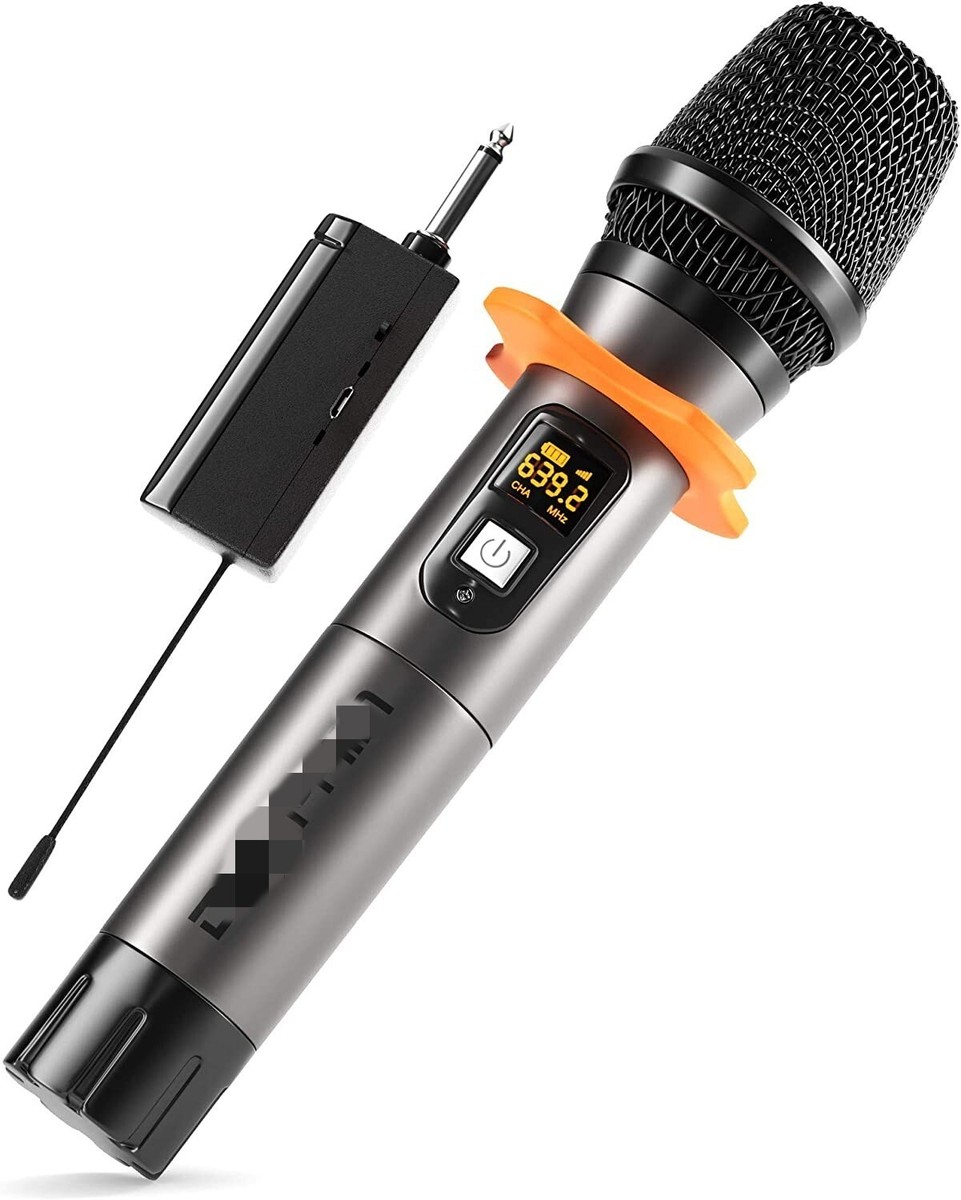 Dark Gray Wireless Microphone Portable Handheld Karaoke Mic With