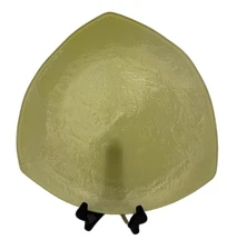 Annieglass Triangle Plate Annie Glass Yellow Green 13” Dinner Platter Signed 97