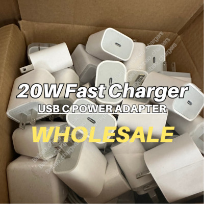 Bulk For iPhone 17 16 15 14 13 12 11 USB C Power Adapter 20W PD Fast Charger Lot