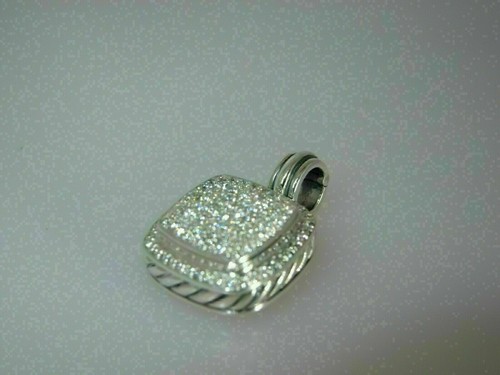 14K White Gold Plated 1.50Ct Lab Created Diamond Cluster Pendant Necklace 18" - Picture 3 of 5