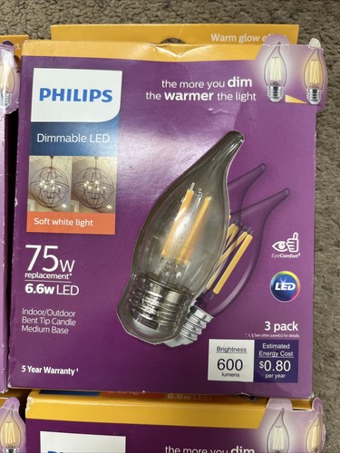 Philips Warm Glow 75W Equivalent Soft White BA11 Medium Dimmable LED Ligh (4BOX) - Picture 2 of 3