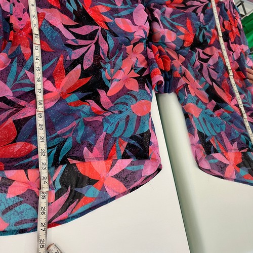 Colleen Lopez Womens Blouse Topper Size 2X Sheer Multicolor Floral Tie Front - Picture 8 of 10