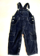 VTG Baby Gap Size 2T Overalls Corduroy Cargo Bib Navy Blue Lined Boys Adjustable