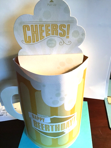 Happy Birthday Card0 FUN MUSICAL-Pop Up BEER MUG, Great card for FRIEND Hallmark - Picture 2 of 3