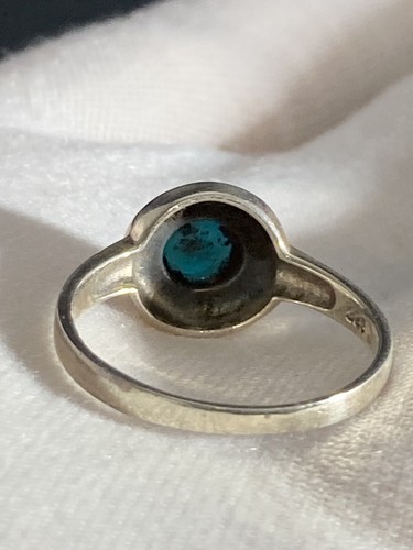 Hand Made Sterling Silver 925 Size 7.75 Turquoise Gemstone Ring - Picture 3 of 4