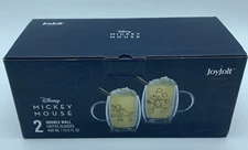 JoyJolt Disney Mickey Mouse & Pluto Espresso Glass Mugs Cup  5.4 oz  Set of 2