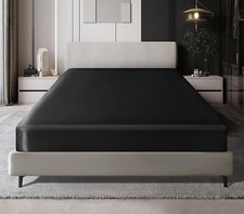 Full Satin Fitted Sheet Black Fitted Sheet Only Soft Bottom Fitted Sheet Fitt...