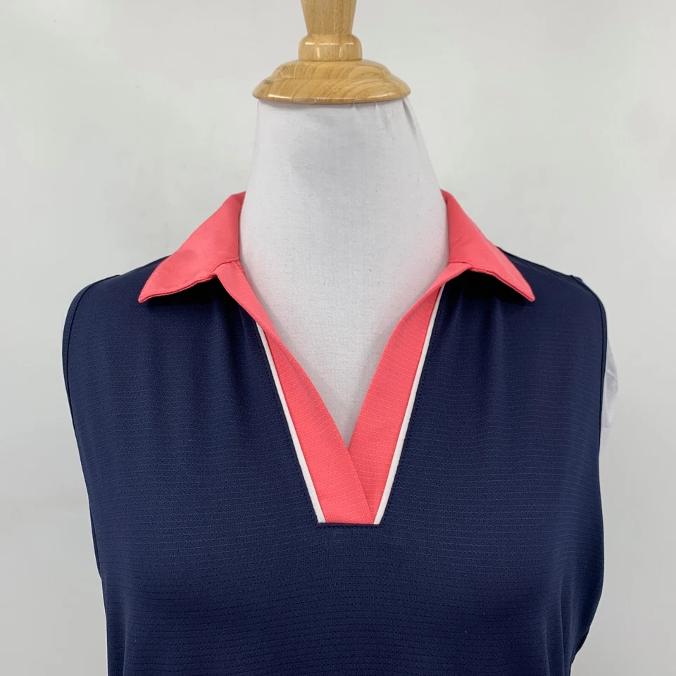 Polo de golf deportivo Haley para mujer S pequeño azul marino rosa con cuello sin mangas absorbente Foto 3 de 4