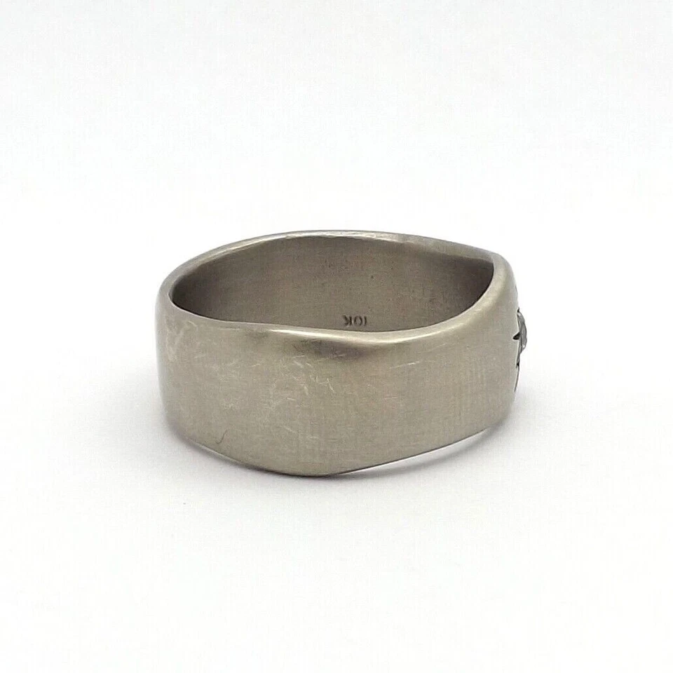 10k White Gold Solitaire Setting Ring Wavy Band Matte Finish Sundance Style - Image 2 of 4