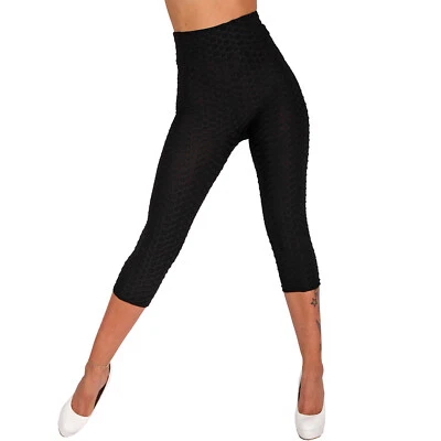 Leggings Gym Hose 3/4 Capri 3D Push Up Damen Perfect Shape Yoga Elastisch Sport - Bild 1 von 4