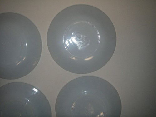 4 Anchor Hocking Glass Fire-King SWIRL Azur-Ite Blue Saucer Made in USA - Picture 4 of 6