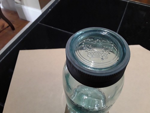 Crown Mason Jar Aqua 1.25 Quart Preserving Pickling Vintage Glass Food Storage - Picture 4 of 5