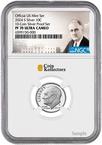 2024 S Silver Roosevelt Dime 10C NGC PF 70 Ultra Cameo 10-Coin proof set